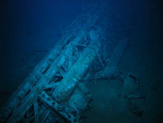 Aircraft catapult on seabed